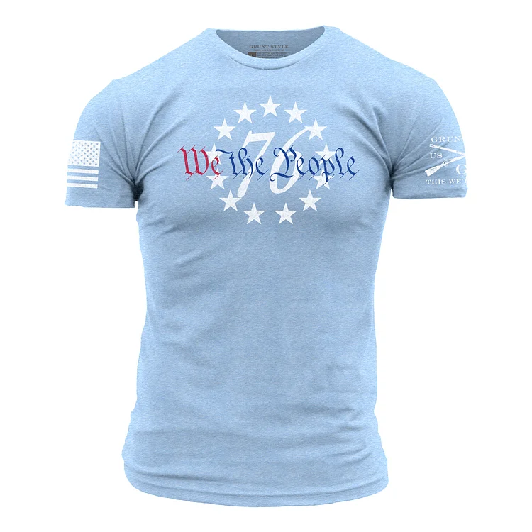 Men's 76 We The People T-Shirt - Heather Sky Blue mysite James Yang