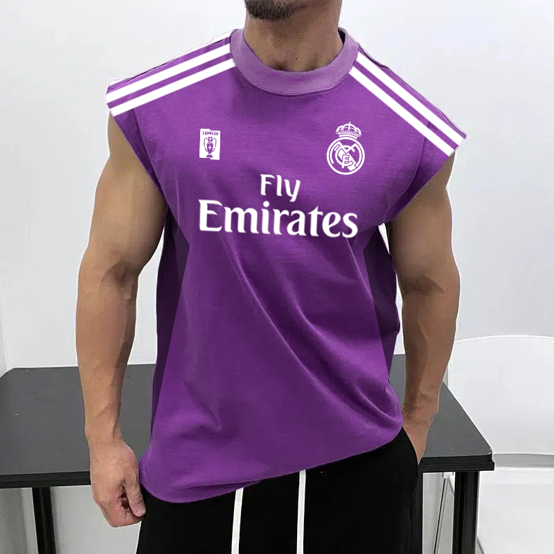 Men's Football Team Logo Print Jersey Casual Fitness Sleeveless Vest / TECHWEAR CLUB / Techwear