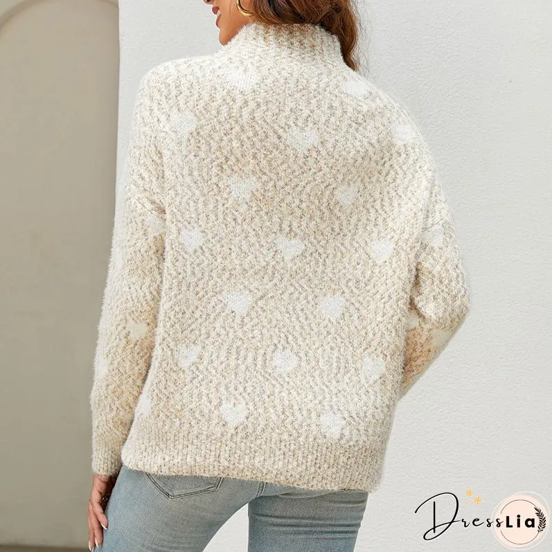 Casual Heart Knit Sweater