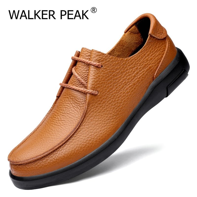 Mens Genuine Leather Casual Shoes Male New Fashion Lace-up Footwear Comfy Outdoor Walk Men Shoes 2021 Brand Office Shoes for Man