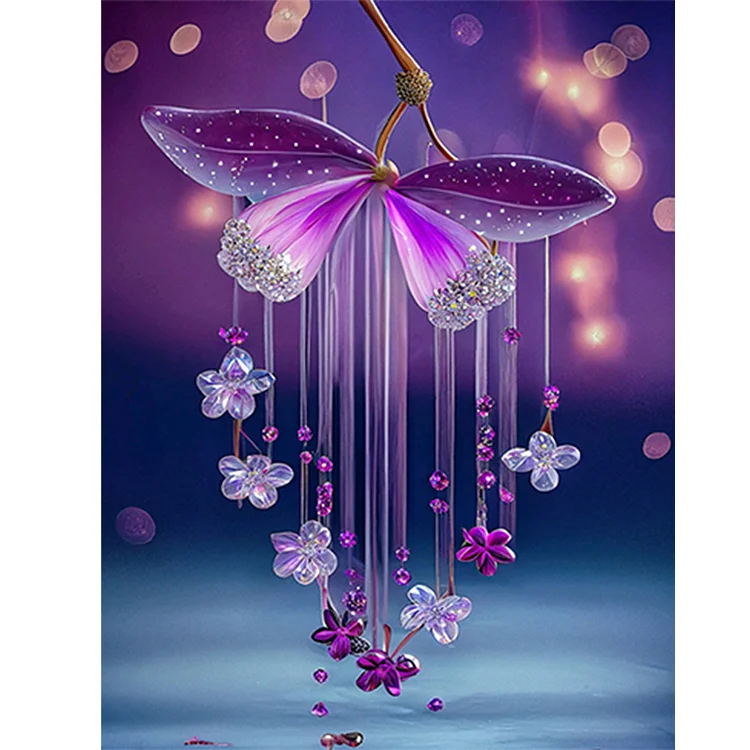 Flower Wind Chime 30*40CM (Canvas) Full Round Drill Diamond Painting