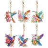 6Pcs Double Side Diamond Art Keyring Keychain Pendant Home Decor (Hummingbird)