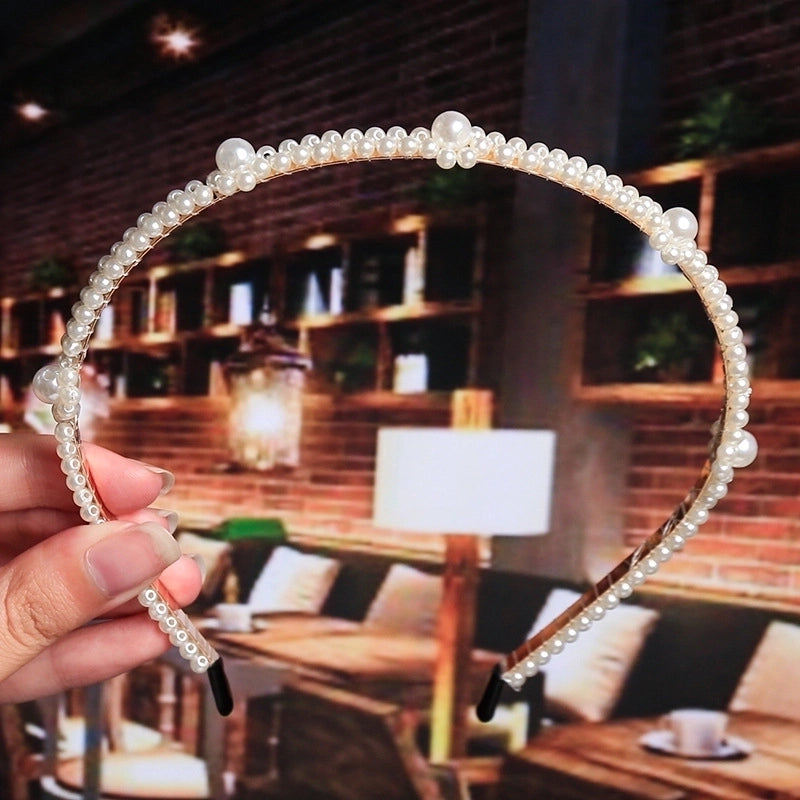 Women’s Fashion Waves Alloy Inlay Artificial Pearls Headwear