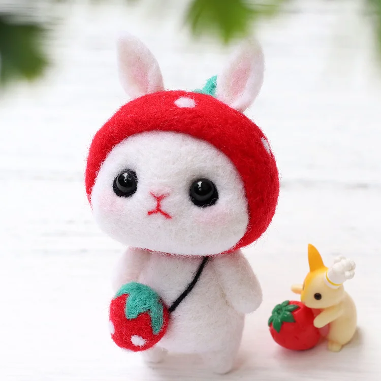 FeltingJoy - Bunny Needle Felting Kit - Strawberry