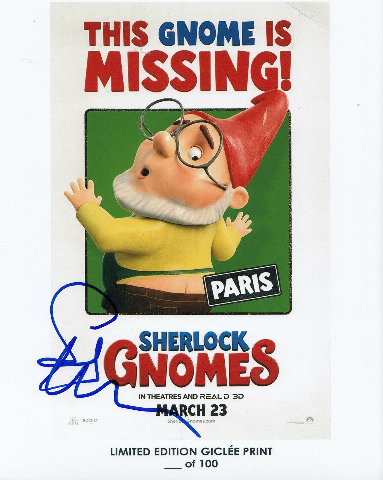 STEPHEN MERCHANT signed (SHERLOCK GNOMES) Movie 8X10 Photo Poster painting *Paris* W/COA #2