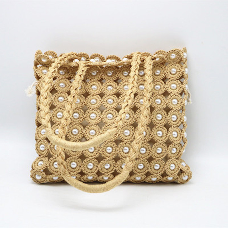 Mature Women Woven Pearl Handbag