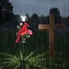 Solar Cardinal Memorial Stakes with LED Light Grave Memorial Plaque Stake Weatherproof Easy To Install Sympathy Gift for Loss of Mother Mom Grandma