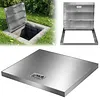 [US Local Warehouse] Stainless Steel Manhole Cover 26.97x23.62in Access Hatch Door with Handle Septic Tank Lid for Cellars Basement Patio Yard Window Well