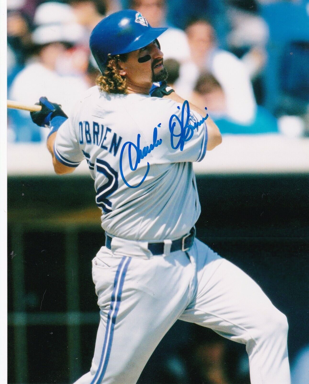 CHARLIE O'BRIEN TORONTO BLUE JAYS ACTION SIGNED 8x10