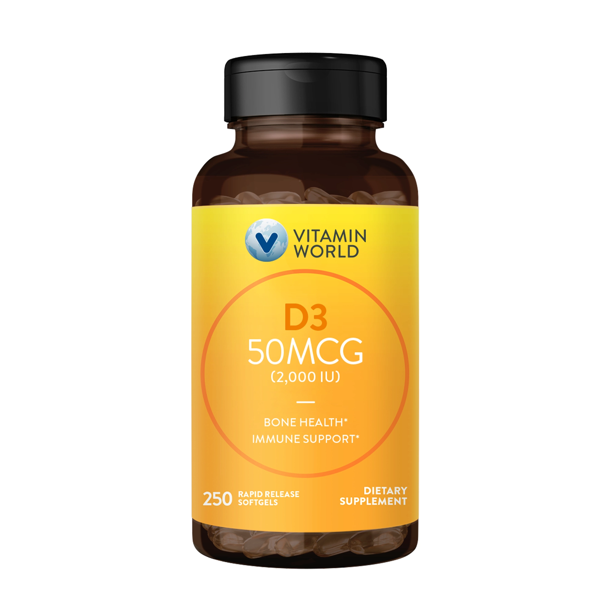 Vitamin World Vitamin D3 Rapid Release Softgels - Bone Health, Immune Support