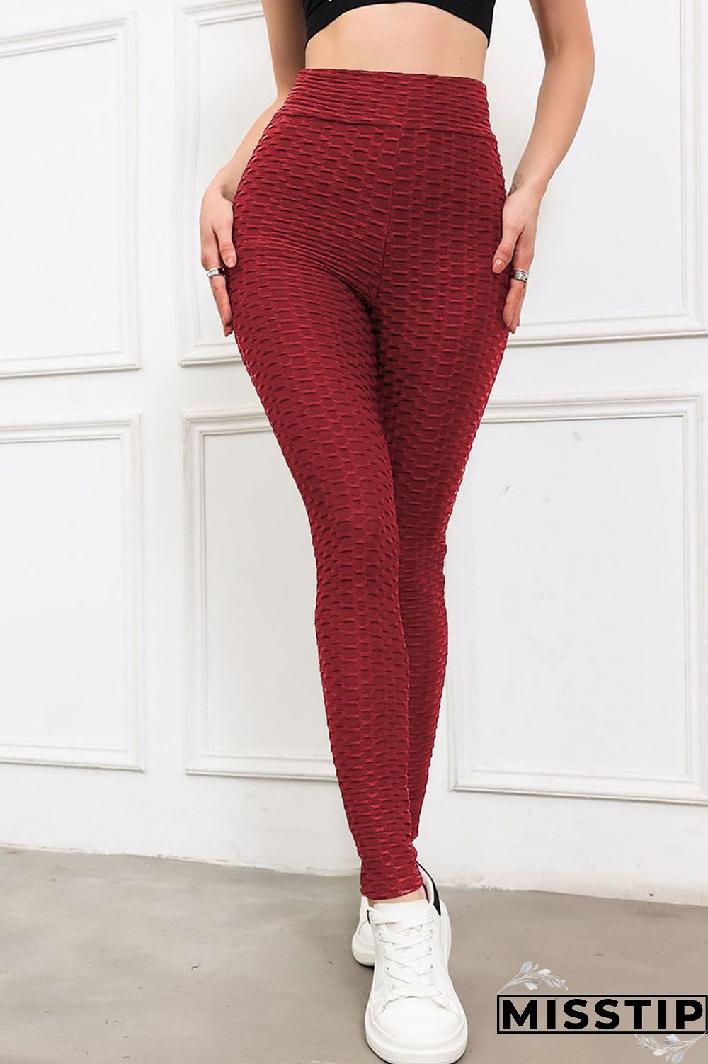 Burgundy Casual Sportswear Solid Patchwork