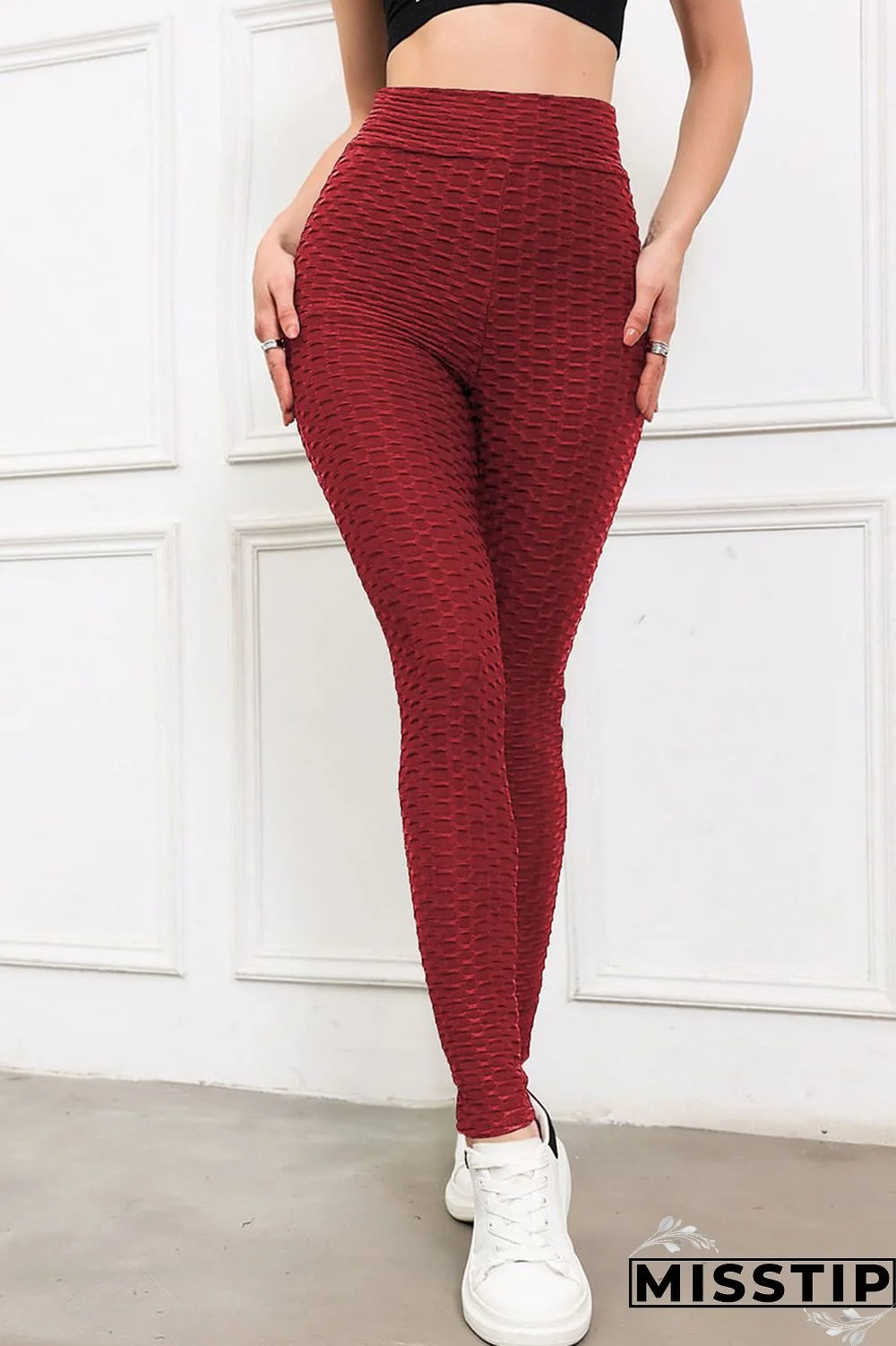Burgundy Casual Sportswear Solid Patchwork