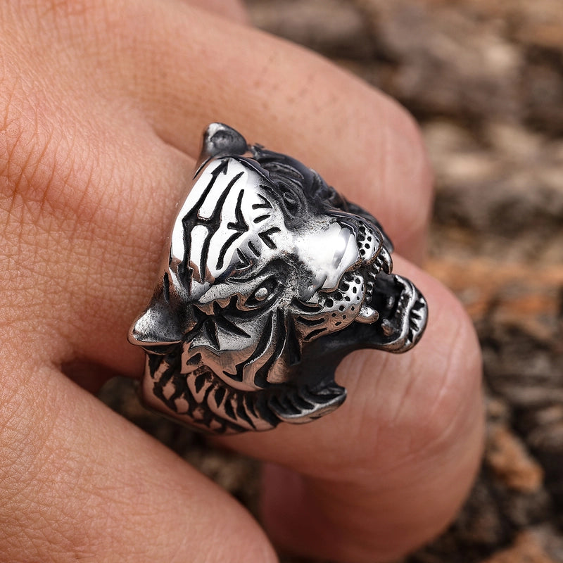 Hip-Hop Streetwear Lion 304 Stainless Steel Rings In Bulk