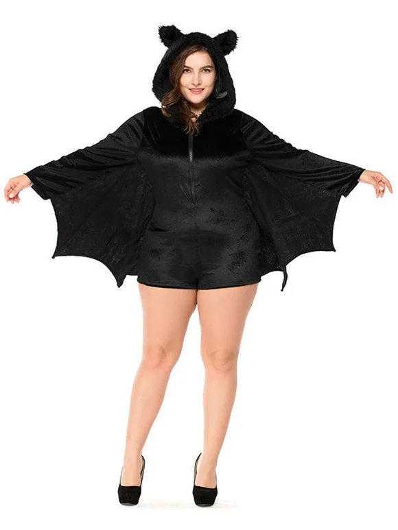 Halloween Costume Women Vampire Black Jumpsuit Velour Carnival Costume Novameme
