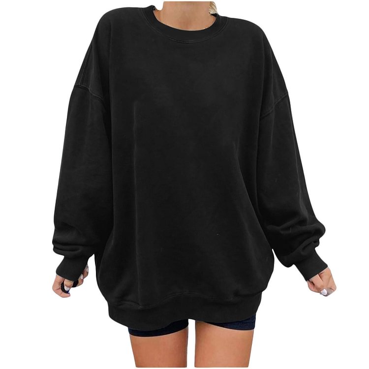 Women's Sweater Round Neck Loose Off Shoulder Long Sleeve Light Thin Solid Color