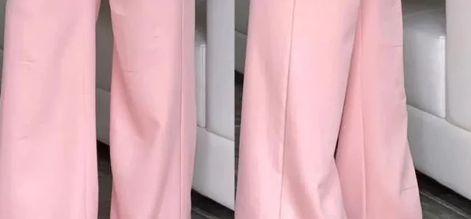 Ueong Link Women's Dress Temperament Elegant Pure Color Long-Sleeved Lapel Suit Pocket Straight Trousers Suit