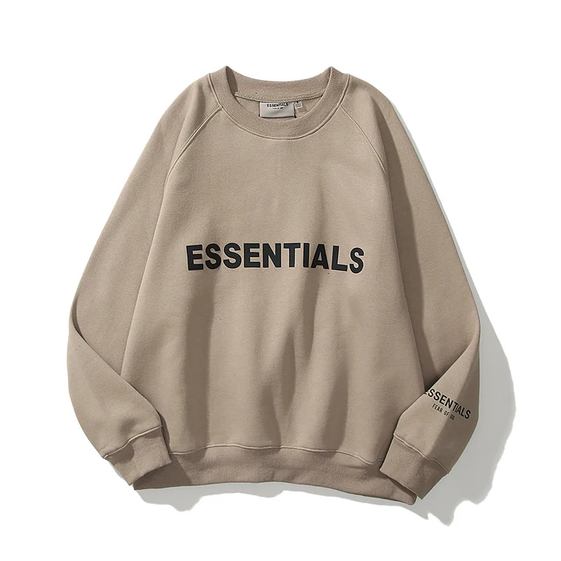 Essentials Sweatshirt Pure Cotton Casual Hip Hop Loose Crew Neck Letter Fleece Sweatshirt