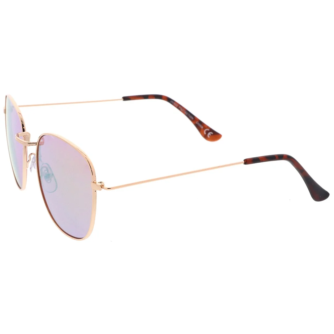 Classic Metal Frame Ultra Slim Temples Colored Mirror Lens Square glasses 53mm