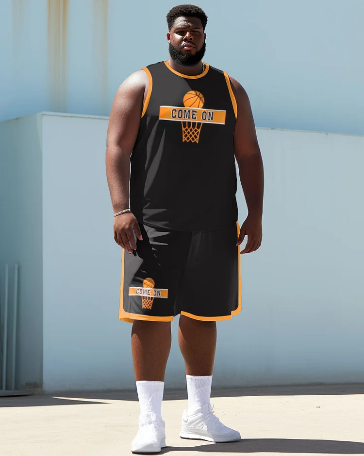 Men's Large Size Basketball Come On Vest Sports Two-Piece Set