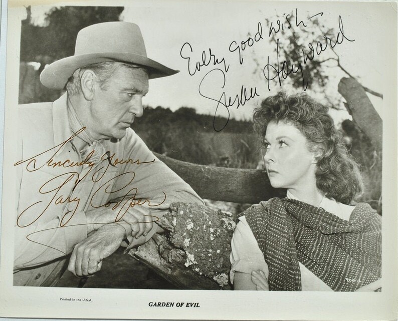 GARY COOPER & SUSAN Hayward Cast Signed Photo Poster painting X2 Garden Of Evil wcoa