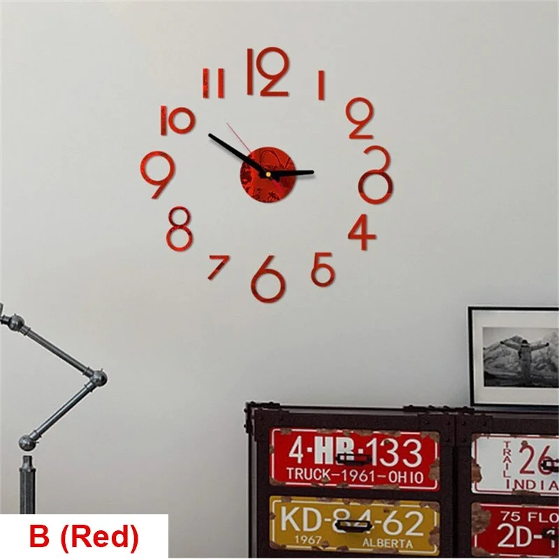 20 Inch Wall Clock Modern Design Round Style Number Coffee Tea Cup Acrylic Wall Clock Stickers for DIY Home Living Room Decors