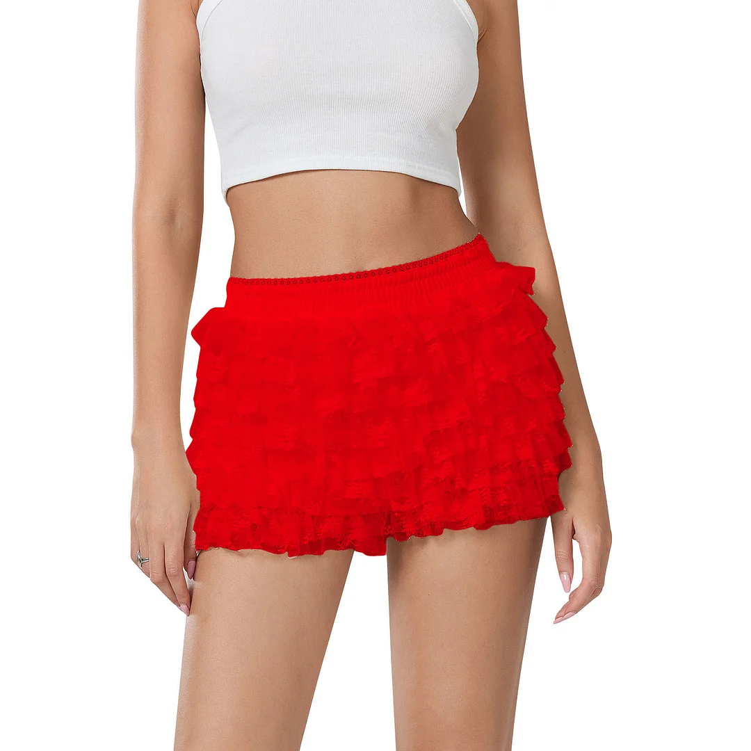 Nigikala Sexy Beach Hot Pants Lotus Side Wave Solid-Colored Lolita Low-Rise Shorts Skirt Girl