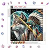 Moonlit Native And Wolf Special Shaped 5D DIY Partial Drill Diamonds Dots Gem Art Kits 11.81 X11.81inch Diamond Dots Paintings Diamonds Paintings Gem Art for Adults Beginners Home Decor