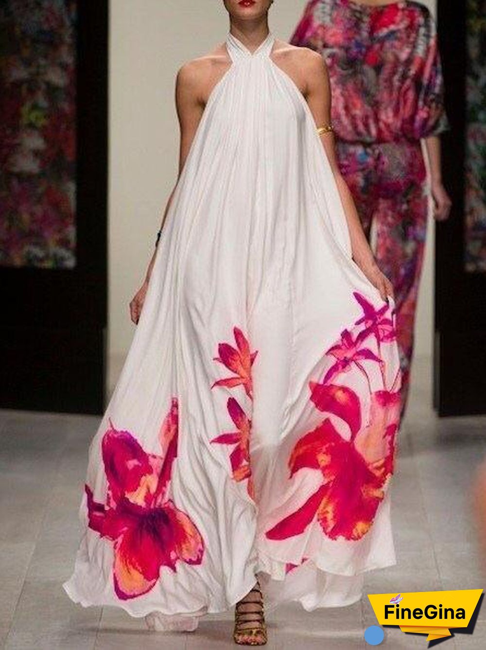 Soft Halter Printed Loose Dress
