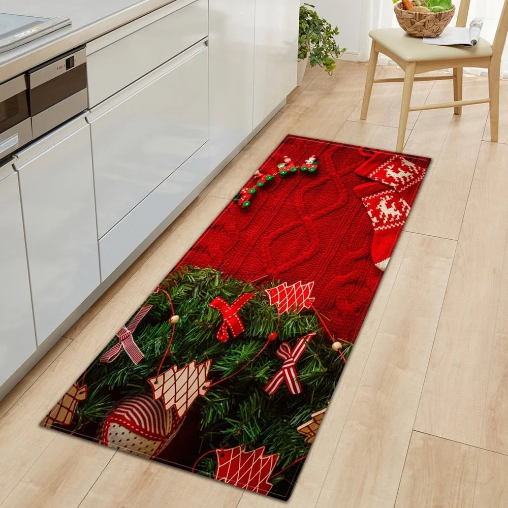 Kitchen Carpet Entrance Doormat Home Mat For Floor Merry Christmas Bedroom Tatami Dcorative Carpet Bath Anti-Slip Hallway Rugs