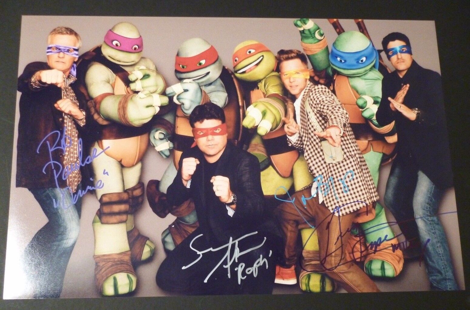 TEENAGE MUTANT NINJA TURTLES (Cast x4) Hand-Signed 11x17 Photo Poster painting (PROOF) Nick TMNT