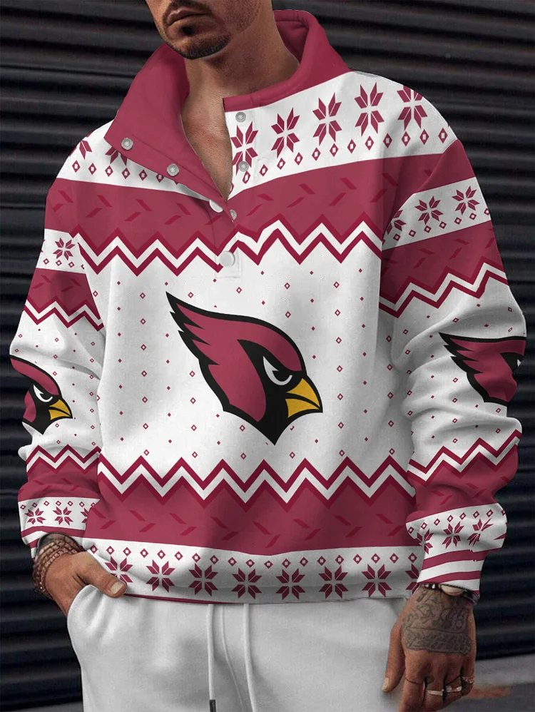 Arizona Cardinals  2025 New Design Casual Snap  Mockneck Pullover