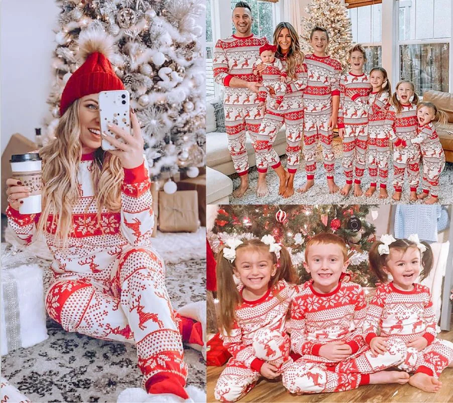 Reindeer Printed family christmas pajamas