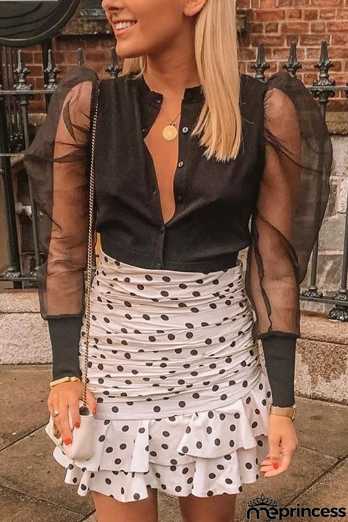 Mesh Sleeve Button Shirt