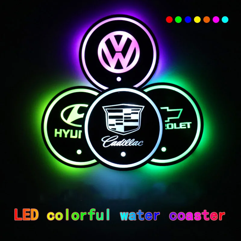 Car LED Colorful Water Cup Pad