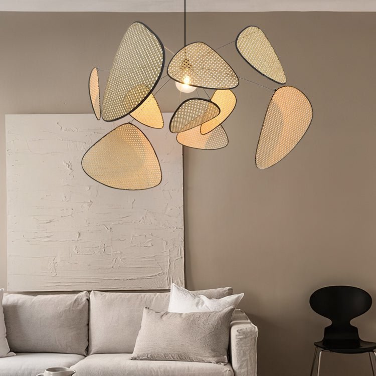 Japanese Retro Rattan Chandelier Handmade Pendant Light