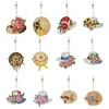 12PCS DIY Diamond Painting Pink Hats Keychain