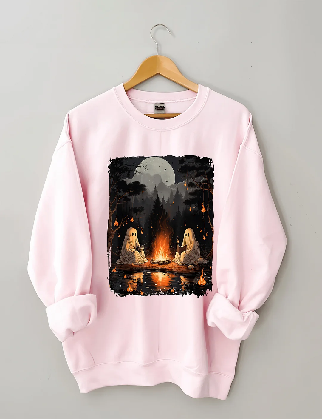 Ghost Reading Camping Halloween Sweatshirt