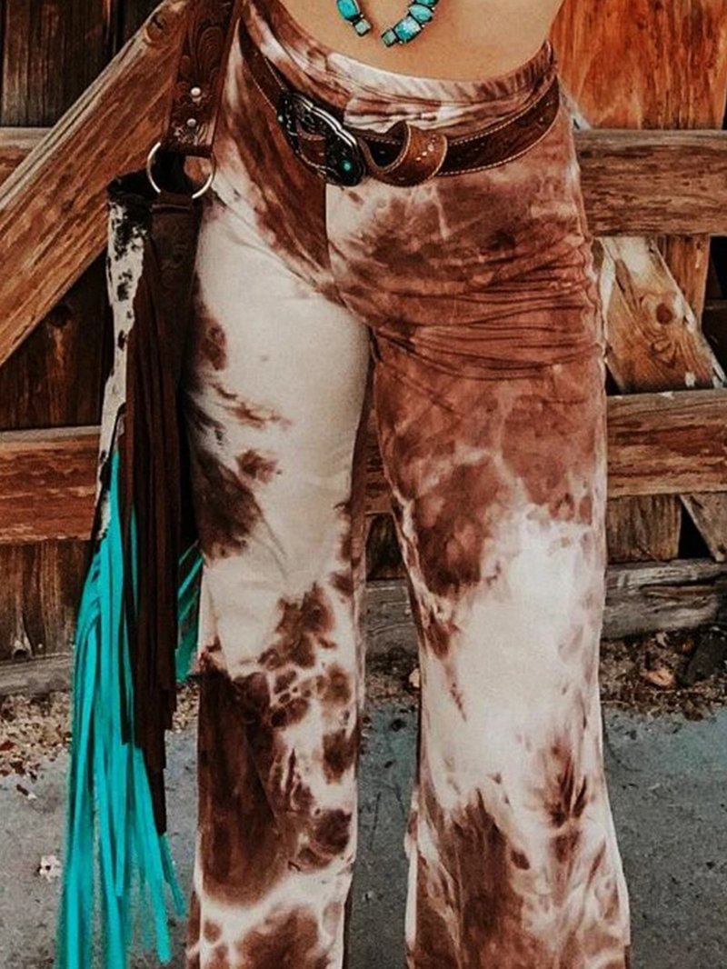 western-style-cow-print-bell-bottom-pants