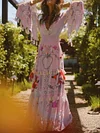 Tasseled Flared Sleeves Maxi Dress