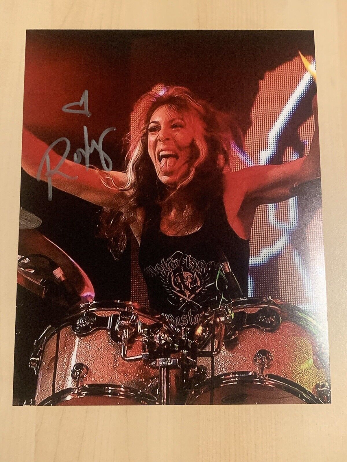 ROXY PETRUCCI HAND SIGNED 8x10 Photo Poster painting VIXEN BAND ORIGINAL DRUMMER VERY RARE COA