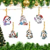 (US Local)6pcs Xmas Owl  DIY Diamond Painting Art Pendant Wall Door Decoration
