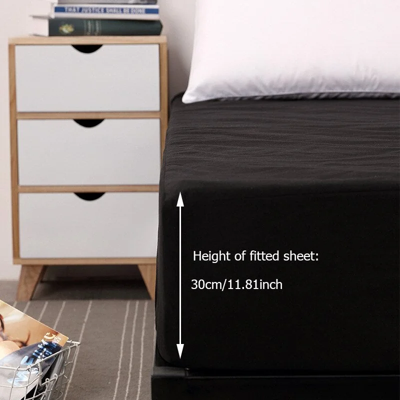 Solid Fitted Sheet With Elastic Band White Waterproof Bed Sheet Mattress Covers Bedsheet Queen Size Bed Sheets Set Hot Bed Linen