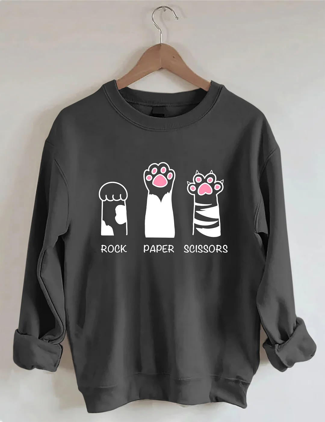 Rock Paper Scissors Cat Sweatshirt