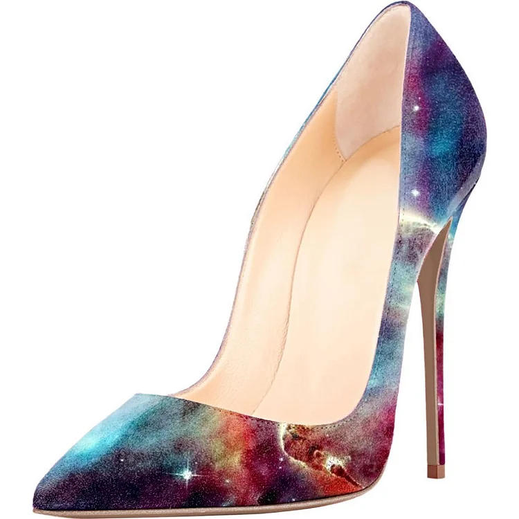 VDCOO Galaxy Pointy Toe Suede Stiletto Heels Vdcoo