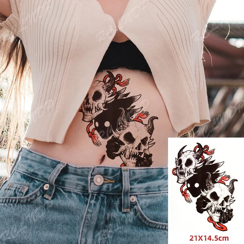 Waterproof Temporary Tattoo Sticker Black Demon Hand Shake Hands Flash Tatoo Fake Tatto Arm Leg Body Art for Women Men