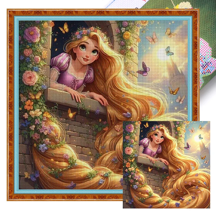 【Huacan Brand】Rapunzel On Disney Window 11CT Stamped Cross Stitch 40*40CM