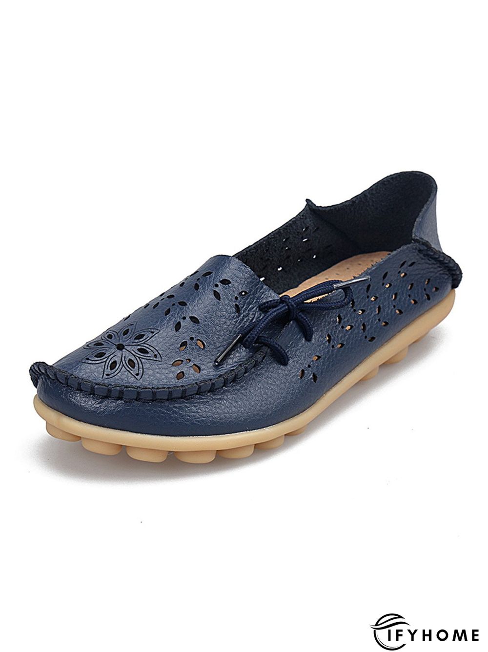Cowhide Hollow Lace-up Portable Shoes | IFYHOME