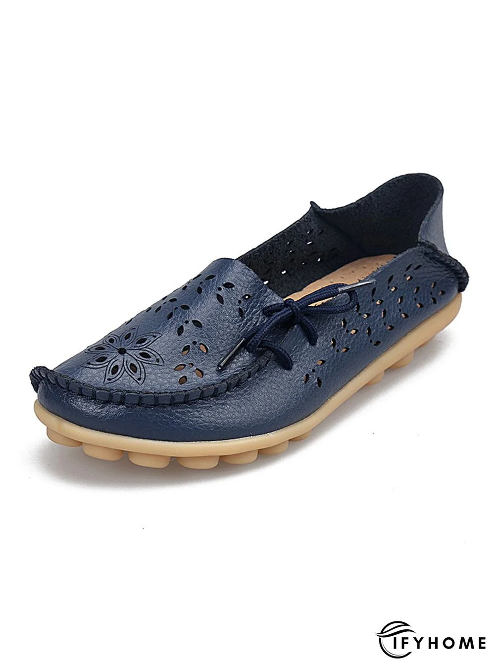 Cowhide Hollow Lace-up Portable Shoes | IFYHOME