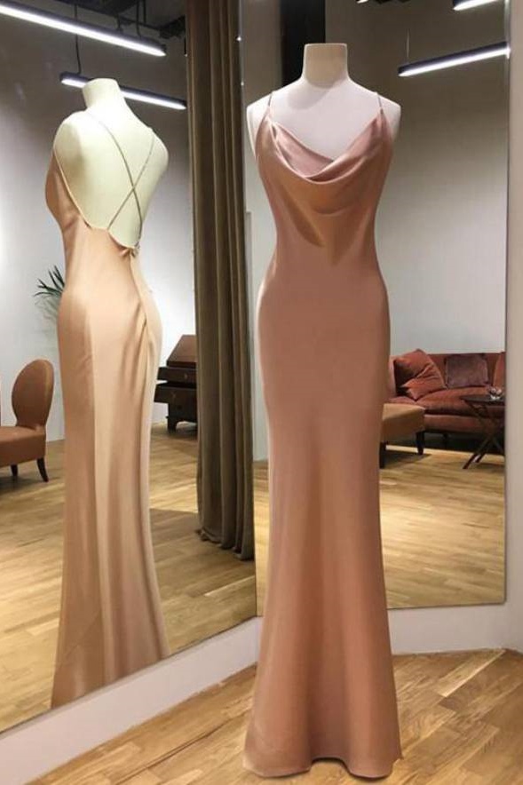 Ovlias Charming Spaghetti Strap Backless Slimming Draped Tailored Prom Dress LY0504
