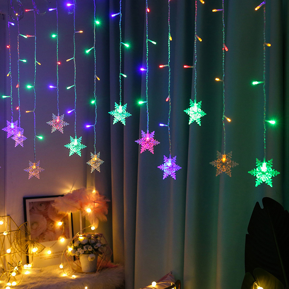 

96LED Snowflake String Lights Waterproof Room Holiday Fairy Lights EU Plug, 501 Original